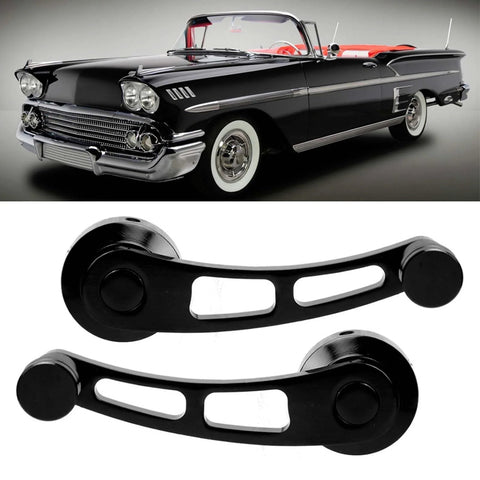 2 Pcs Window Handle And Window Riser Crank Winder Set For Classic Cars with durable black finish and premium alloy material