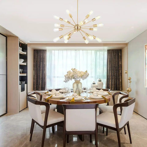 Huge 18 Light Black Sputnik Chandelier Mid Century Modern Pendant Lighting in elegant dining room