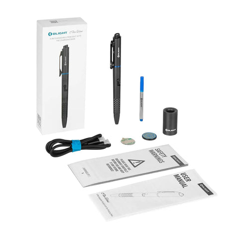 4 In 1 Pen Light And Writing Tool, 120 Lumen USB C Rechargeable EDC Pen With Green Beam in packaging with accessories and manuals