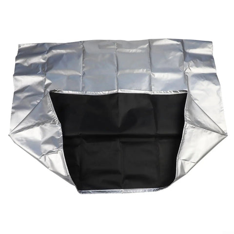 Silver 420D Oxford Telescope Cover 100x75 cm for outdoor use with reflective heat defense, black interior visible.