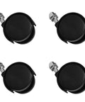 Four black 40x30mm caster wheels with 8mm threaded stems for electric heater.