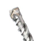 Close-up of a 1 in SDS-Plus masonry drill bit tip with carbide inserts for concrete.