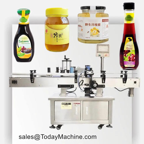 Automatic Round Surface Labeling Machine For Bottles And Cans features jars and bottles for efficient labeling.