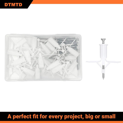 Heavy Duty Drywall Anchor Kit With 40 Piece M8x53 Stainless Steel Screws And Hollow Wall Anchors For Plasterboard Self Drilling Molly Bolts
