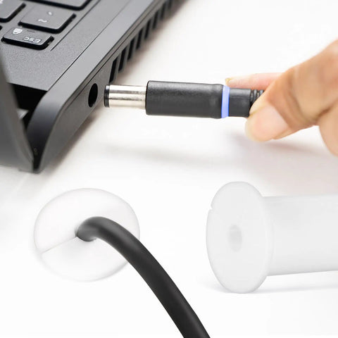 Top Tier Silicone Cable Grommet Kit Makes Your Wall Or Desk Look Super Clean And Totally Sleek With Zero Tools Needed For Easy Installation On Any Setup Right Now. White silicone cable grommet for desk hole with power plug and cable