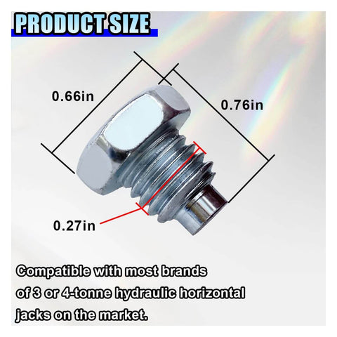 Beefed Up Car Floor Jack Handle Bolts Set For 3 Ton To 4 Ton Horizontal Floor Jacks, shown with size dimensions in inches.