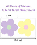Diagram showing Spring Flower Wall Stickers Set With 16 Pastel Danish Aesthetic Floral Decals, featuring two flower designs.