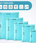 Teal Non Padded Poly Mailers 60 Pack Self Sealing Variety Pack With Five Sizes 6x9 9x12 10x13 12x15.5 14.5x19 Inches