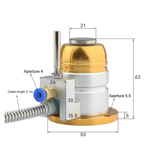Pro Grade Z Axis Tool Setting Gauge For Cnc Routers And Mills With 4 Wire Automatic Tool Press Sensor, showing size and features.