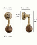Antique Tear Drop Walnut Drawer Pulls Set Two Pack With Screws, Vintage pendant pulls with brass base and walnut knobs.
