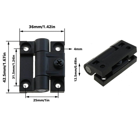 Two Pack Pro Grade Adjustable Torque Positioning Door Hinge Black Plastic 43mm By 36mm Four Countersunk Holes E6 10 301 20 Series With Forward And Reverse Torque 0.790 Nm For Precise Angle Control