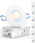 6 Pack 3-Inch Recessed LED Ceiling Lights Ultra Thin Wafer Canless With Junction Box Dimmable 500 Lumens 8W