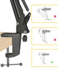 Pro Grade Aluminum Alloy Adjustable C Clamp Mount for Universal Desk Lamps and Mic Arms securely attaches to a tabletop.