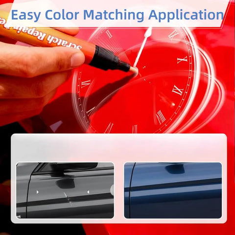 Using 2 Pack Car Scratch Removal Pen And Auto Paint Repair Brush Kit For All Colors Clear Finish Touch Up Paint on red car