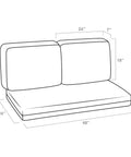 Diagram of Outdoor Loveseat Cushion Set 3-Piece With 2 Back Pillows And 1 Bottom Cushion, 48 By 24 Inches, showing dimensions.