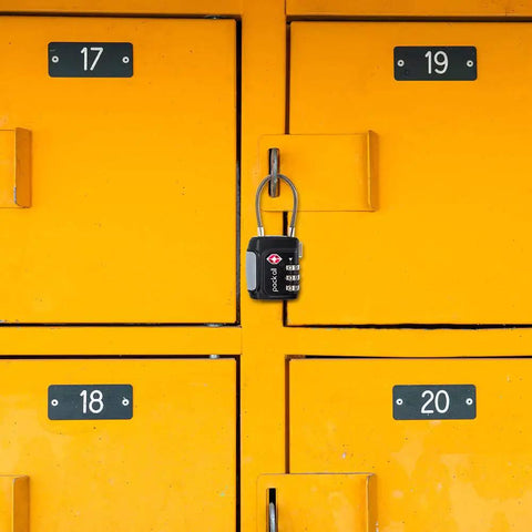 TSA Approved Cable Luggage Locks 3 Digit Combination Padlocks For Suitcases And Bags on yellow locker