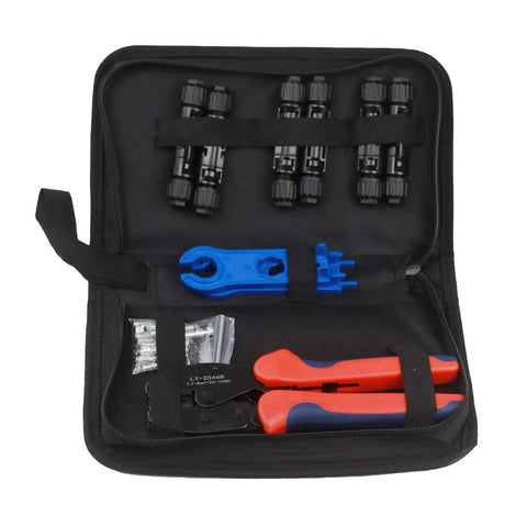 Heavy Duty Solar Crimping Tool Kit With Pliers For 2.5 4 6 Mm2 Solar Cable Connectors And Male Female Connectors, IP67 Waterproof, 1000V DC, 30A Rating, Ergonomic Non Slip Handle, Works With AWG14 12 10