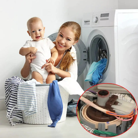 Washer Water Level Pressure Sensor Switch Assembly for Samsung DC96 01703C Replacement, shown near washer with child and laundry