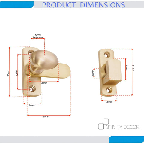 Satin Brass Oval Cabinet Turn Latch For Cupboards And Wardrobes 55mm Solid Brass Built To Last Rust Resistant Hardware Dimensions