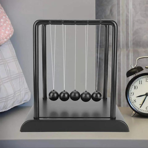 Newtons Cradle Pendulum Desk Toy For Home Office Decor A Real Classic Nerdy Yet Cool Science Showpiece With Durable Steel Balls And Plastic Frame An Educational Physics Toy For Kids And Adults 17.8 x 14.8 x 18 cm.