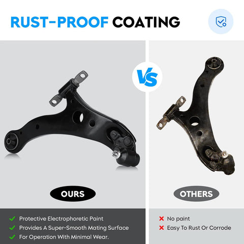 Front Lower Control Arm With Ball Joint Kit For Lexus ES300 02 03 ES330 04 06 RX330 04 06 RX350 07 09 Toyota Camry 04 06 Highlander 04 07 Solara 04 08 Direct Fit Two Piece Suspension Kit with rust-proof coating comparison
