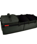 Heavy Duty Trunk Organizer With 28 Can Capacity Leak Proof Cooler, Rigid Base, Adjustable Dividers, 30 Inch Wide By 15 Inch Deep