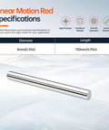 Hot Deal On 2pcs High Performance 8mm X 150mm Linear Motion Rods Shaft Guide Rails For Smooth Precision CNC Projects With Chrome Plating, showing specifications.