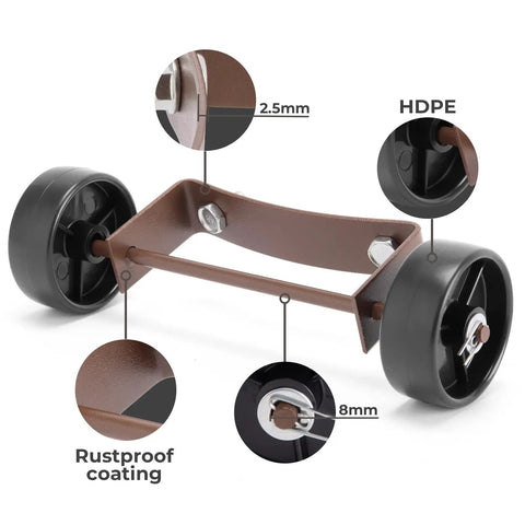 Upgraded Patio Heater Wheel Kit With Sturdy Solid Wheels Universal Movable Wheel For Most Outdoor Round Stand Up Propane Heaters Replacement Parts To Make Moving Your Heater A Breeze, featuring rustproof coating and HDPE wheels.