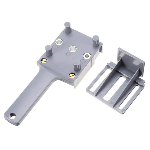 Pro Grade Handheld Drill Locator Guide With Pin Set For 6mm 8mm And 10mm Holes, gray ABS fixture shown with base guide