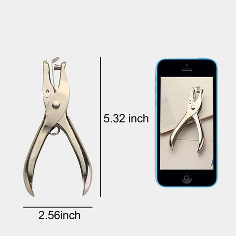 Single Hole Punch 1/4 Inch And 1/8 Inch, Workhorse Metal Paper Punch for Crafts shown beside smartphone