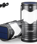 Must Have 2 Pack Solar Camping Lanterns USB Rechargeable LED Lanterns with solar panels and cables, compact design.