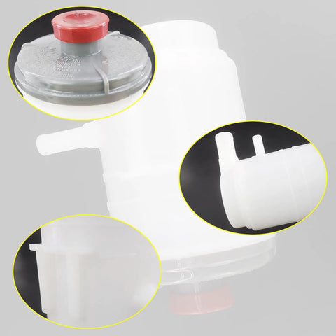 Close-up of 3.0L Power Steering Pump Reservoir Direct Fit For 2003 To 2007 Honda Accord V6 with pipe hose clamp replace 53701SDAA01