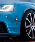 Blue car with 12 Piece Dope Bumper Quick Release Fastener Kit For Front And Rear Bumpers Includes Stainless Steel Bolts Nuts Washers Fender Holders Easy Pop Off And Reinstall Heavy Duty Aluminum Finish DIY Car Mod Essential installed on front bumper