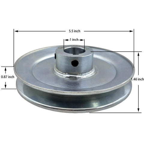 Heavy Duty V Belt Pulley 5.5 Inch OD Single Groove 1 Inch Bore For A B 5L 4L AX BX V Belts Carbon Steel Zinc Plated Motor Pulley