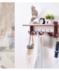 Heavy Duty Wall Mounted Coat Hooks Rack Combines Classic Vibe for Securing Coats Hats Jackets Keys Towels in Kitchen Closet Living Room features five hooks.