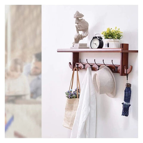 Heavy Duty Wall Mounted Coat Hooks Rack Combines Classic Vibe for Securing Coats Hats Jackets Keys Towels in Kitchen Closet Living Room features five hooks.