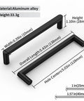 Five Pack 128mm Edge Black Hidden Drawer Cabinet Handles Aluminum Alloy Finger Edge Pull Concealed Back Mount Dresser Pulls with dimensions