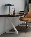 Badass Heavy Duty Z Shaped Metal Table Legs With Adjustable Feet Rock Solid Industrial Accent For Dining Desk And Coffee Table Diy Project Hella Sturdy Square Base displayed in stylish home office setup.