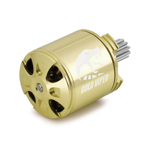 Gold Viper 1721 Brushless Motor 2800KV for 1/18 Rc Cars Upgrade TRX4M Ascent-18 with gold casing and gear detail