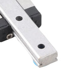 Close-up of Compact Linear Motion Rail LWL7B Slider 7mm wide 55mm long with holes and black end caps for CNC and 3D printers