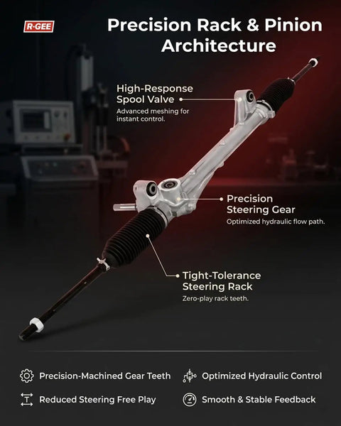 Ford Power Steering Rack And Pinion Assembly Direct OE Replacement for 2008-2012 Ford Escape, shown with tight-tolerance steering rack.