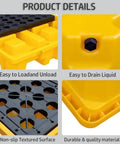 Leakproof Polyethylene Spill Containment Platform Pallet For Oil Drums And Chemicals With Flat Top Grating details black yellow