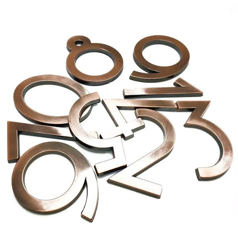 20-Pack 2.76 Inch High 3D Address Numbers 0-9 Bronze Plated Self-Adhesive Door Numbers For Mailbox Home Apartment Office Car Or Truck Easy Install No Screws Needed Arc Design