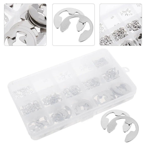 Stainless Steel Retaining Ring Assortment Kit 1.5 To 15mm For Automotive, Machinery, And DIY Projects, Rust Resistant Black Oxide Finish Clip Ring Set With 400 Pieces In Widely Used Sizes For Quick, Secure, No Fuss Fits. in storage case