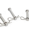24 Piece Cotter Pin Assortment Kit With R Clips Heavy Duty Zinc Plated Cotter Pins And Spring Fasteners For Auto Trailer Garden Equipment Hitch Pins Clips Durable Stainless Steel And Carbon Steel Rust Resistant close-up view of stainless steel cotter pins and R clips
