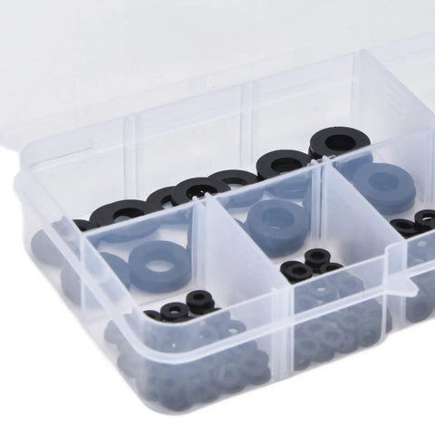 Nylon Flat Washers 250 Pcs Master Kit M2 Assortment For Household Electrical Automotive Marine Gear Black Sealing Spacers Gasket Set With No Burrs And A Slick Smooth Finish in organizer box