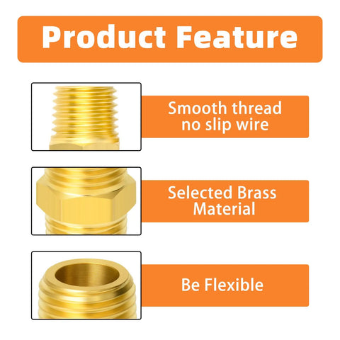 12 Piece Brass Pipe Fitting Set With Hex Nipple And Hex Coupler One Quarter Inch NPT Male To One Quarter Inch NPT Female Threads