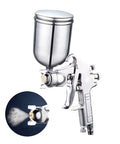 Heavy Duty 400ML Pneumatic Spray Gun With Separate Fluid And Fan Adjustments Professional Alloy Atomizer Airbrush showing paint cup and nozzle.