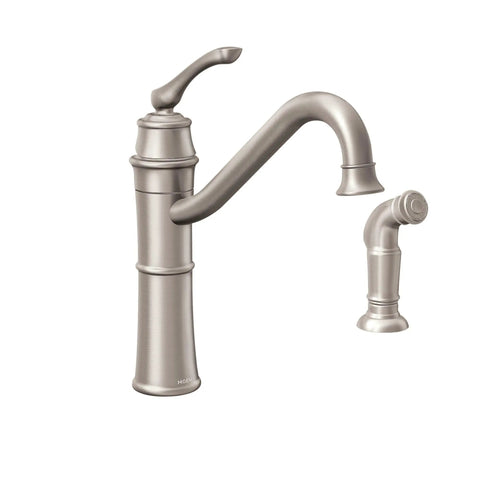 Wetherly High Arc Kitchen Faucet With Side Spray In Spot Resist Stainless, One Handle Lever For Easy Install, Fits 2 Or 4 Hole Sinks