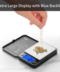 Ultra Accurate 0.01g Digital Pocket Scale With 500g Capacity For Lab Kitchen Coffee Jewelry And Food Black Portable Precision Weighing displaying jewelry with blue backlit screen